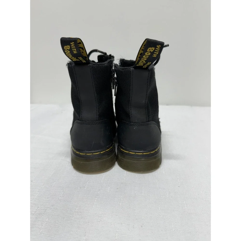 Dr. Martens Air Cushion Zipper Leather Combat Boots Size 1 Black Combs‎ J AW004